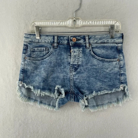 Forever 21 Pants - Forever 21 Denim Women Summer Shorts Sz 28 Blue Acid Wash Frayed Hem Mid Rise